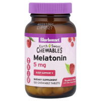 Bluebonnet Nutrition, Earth Sweet® Chewables, Melatonin, Raspberry, 5 mg, 120 Chewable Tablets