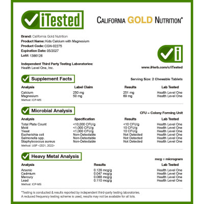 California Gold Nutrition, Chewable Calcium with Magnesium For Children, Birthday Cake, 90 Vegetarian Tablets