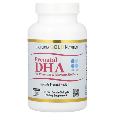California Gold Nutrition, Prenatal DHA, Omega-3 Fatty Acids DHA and EPA plus Choline for Pregnant and Nursing Mothers, 60 Fish Gelatin Softgels