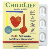ChildLife Essentials, Multi Vitamin SoftChew Gummies, Natural Orange, 27 Tablets
