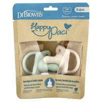 Dr. Brown's, HappyPaci™ Pacifier, 0-6 Months, Green, Grey & Ecru, 3 Count