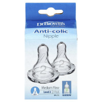 Dr. Brown's, Natural Flow®, Anti-Colic Nipples, 3 Months +, Medium Flow, 2 Pack