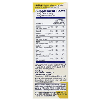 Enfamil, Poly·Vi·Sol® , Brain & Body, Multivitamin & Iron Drops, 6-24 Months, 1 2/3 fl oz (50 ml)