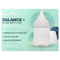 Evenflo Feeding, Balance+ Bottles, Wide, 0+ Months, Slow Flow, 3 Bottles, 5 oz (150 ml) Each