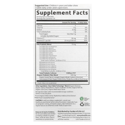 Garden of Life, Dr. Formulated Probiotics, Organic Kids + Probiotics + Vitamins C & D Chewables, Tasty Organic Watermelon, 30 Yummy Chewables