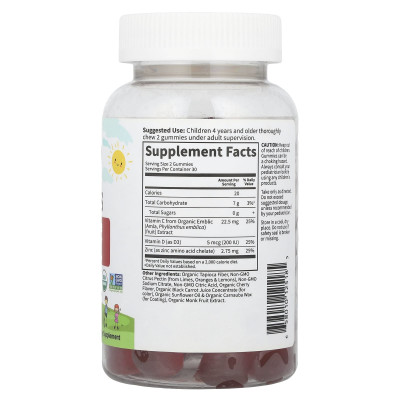 Garden of Life, Kid's Immune Gummy + Vitamin C, D & Zinc, Cherry, 60 Vegetarian Gummies
