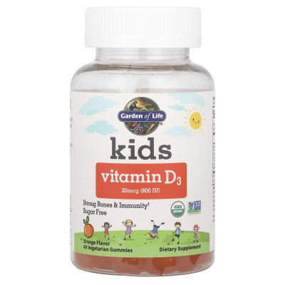 Garden of Life, Kids, Vitamin D3, Orange, 20 mcg (800 IU), 60 Vegetarian Gummies