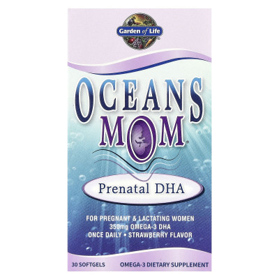 Garden of Life, Oceans Mom®, Prenatal DHA, Strawberry, 350 mg, 30 Softgels