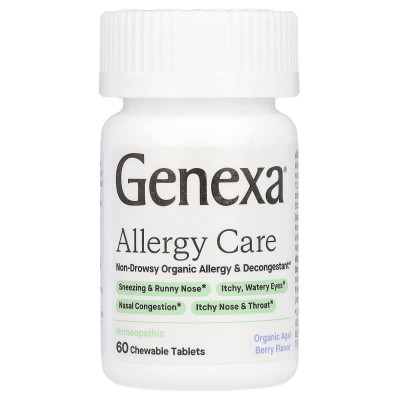 Genexa, Allergy Care, Non-Drowsy Organic Allergy & Decongestant, Organic Acai Berry , 60 Chewable Tablets