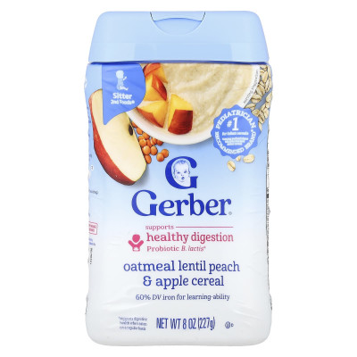 Gerber, Cereal, 2nd Foods®, Oatmeal Lentil Peach & Apple, 8 oz (227 g)