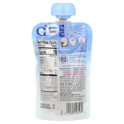 Gerber, Fruit Puree, Yogurt & Whole Grains, 12+ Months, Apple Cinnamon, 3.5 oz (99 g)