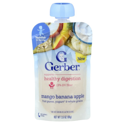 Gerber, Fruit Puree, Yogurt & Whole Grains, 12+ Months, Mango Banana Apple, 3.5 oz (99 g)