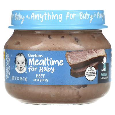 Gerber, Mealtime for Baby, 2nd Foods®, Beef and Gravy, 2.5 oz (71 g)