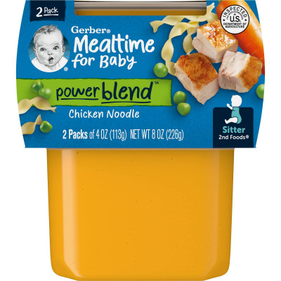 Gerber, Mealtime for Baby, Power Blend™, 2nd Foods®, Chicken Noodle, 2 Pack, 4 oz (113 g) Each