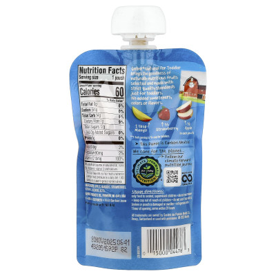 Gerber, Natural For Toddler, 12+ Months, Apple, Mango, Strawberry with Vitamin C, 3.5 oz (99 g)