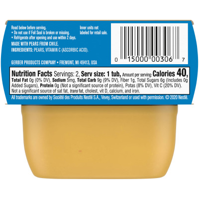 Gerber, Natural for Baby, 1st Foods®, Pear, 2 Pack, 2 oz (56 g) Each
