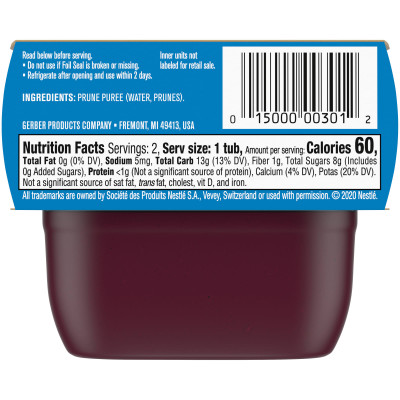 Gerber, Natural for Baby, 1st Foods®, Prune, 2 Pack, 2 oz (56 g) Each