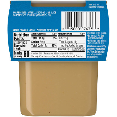 Gerber, Natural for Baby, 2nd Foods®, Apple Avocado, 2 Pack, 4 oz (113 g) Each