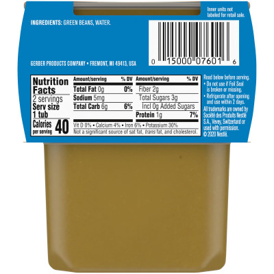 Gerber, Natural for Baby, 2nd Foods®, Green Bean, 2 Pack, 4 oz (113 g) Each