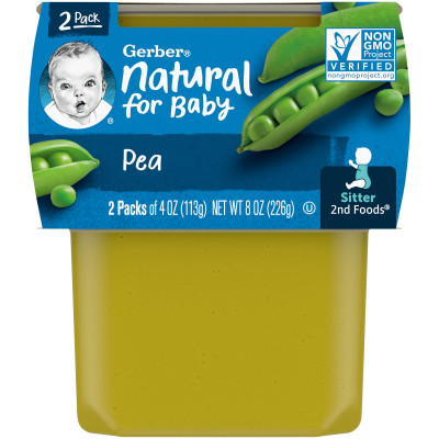 Gerber, Natural for Baby, 2nd Foods®, Pea, 2 Pack, 4 oz (113 g) Each