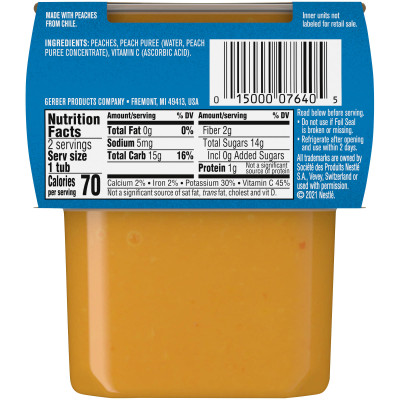 Gerber, Natural for Baby, 2nd Foods®, Peach, 2 Pack, 4 oz (113 g) Each
