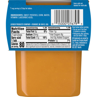 Gerber, Natural for Baby, Veggie Power, 2nd Foods®, Sweet Potato Corn, 2 Pack, 4 oz (113 g) Each