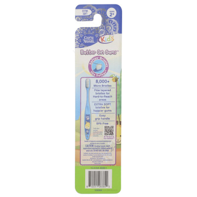 GuruNanda, Kids, Bristle Toothbrush, Ages 2+, Extra Soft, Giraffe , 1 Toothbrush + 1 Cover
