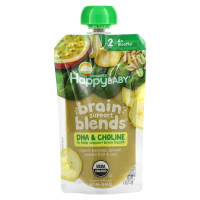 Happy Family Organics, Happy Baby®, Brain Support Blends™, 6+ Months, Organic Bananas, Spinach, Passion Fruit & Oats, 4 oz (113 g)