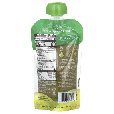 Happy Family Organics, Happy Baby®, Organic Baby Food, 6+ Months, Pears, Kale & Spinach, 4 oz (113 g)
