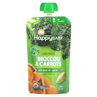 Happy Family Organics, Happy Baby®, Organic Broccoli & Carrots with Olive Oil + Garlic, 6+ Months, 4 oz (113 g)