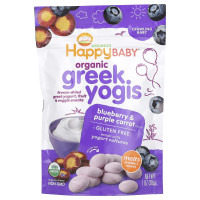 Happy Family Organics, Happy Baby, Organic Greek Yogis, Blueberry & Purple Carrot, 1 oz (28 g)