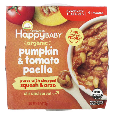 Happy Family Organics, Happy Baby®, Organic Pumpkin & Tomato Paella, 9+ Months, 4 oz (113 g)