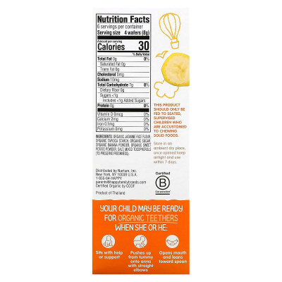 Happy Family Organics, Happy Baby, Organic Teethers, Gentle Teething Wafers, Sweet Potato & Banana, 12 Packs, 0.14 oz (4 g) Each