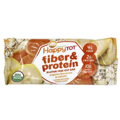 Happy Family Organics, Happy Tot®, Fiber & Protein Oat Bar, Organic Bananas & Carrots, 5 Bars, 0.88 oz (25 g) Each