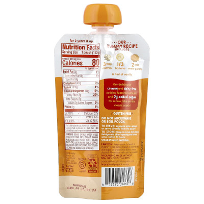 Happy Family Organics, Happy Tot®, Oatmilk Pudding, For 2+ Years, Organic Oatmilk, Bananas & Sweet Potatoes, 4 oz (113 g)