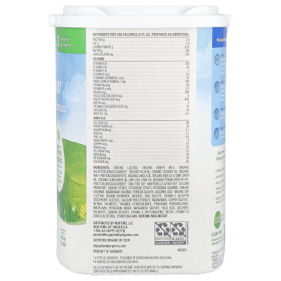 Happy Family Organics, Organic Infant Formula, Milk-Based Powder with Iron, 6-12 Months, 22.9 oz (650 g)