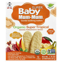 Hot Kid, Super Baby Mum-Mum®, Gentle Teething Wafers, For Toddlers, Organic Super Tropical, 12 Packs, 2 Wafers Each