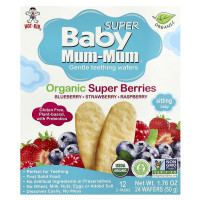Hot Kid, Super Baby Mum-Mum®, Gentle Teething Wafers, Organic Super Berries, 12 Packs, 2 Wafers Each