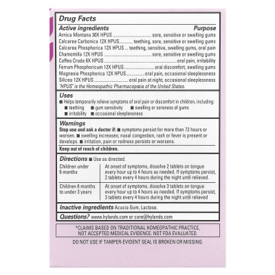 Hyland's Naturals, Baby, Oral Pain Relief,  Nighttime, 0+ Months, 125 Quick-Dissolving Tablets