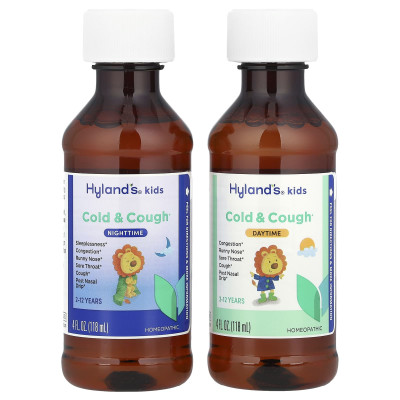Hyland's Naturals, Kids, Cold & Cough Combo Pack, Daytime/Nighttime, 2-12 Years, 2 Bottles, 4 fl oz (118 ml) Each