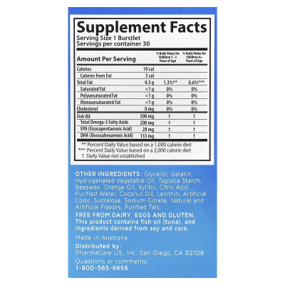 Kids Smart, Kids Smart®, Hi DHA-Omega 3 Fish Oil, Fruit, 30 Chewable Burstlets