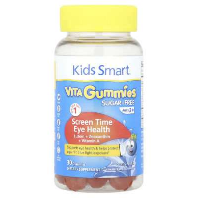 Kids Smart, Kids Smart® Vita Gummies, Screen Time Eye Health, Sugar Free, Ages 3+, Citrus Punch, 30 Gummies