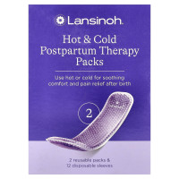 Lansinoh, Hot & Cold Postpartum Therapy Packs, 2 Reusable Packs & 12 Disposable Sleeves