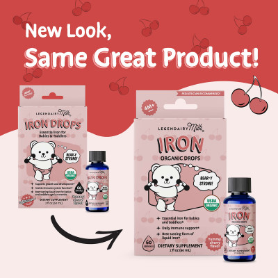 Legendairy Milk, Iron Organic Drops, 4+ Months, Yummy Cherry, 2 fl oz (60 ml)