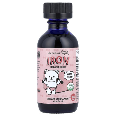 Legendairy Milk, Iron Organic Drops, 4+ Months, Yummy Cherry, 2 fl oz (60 ml)