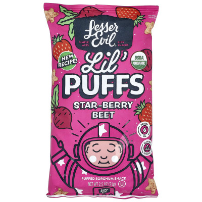 LesserEvil, Lil' Puffs, Star-Berry Beet, 2.5 oz (71 g)
