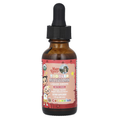 MaryRuth's, Cocomelon, Toddler Multivitamin, Liquid Drops With Iron, 1 - 3 Years, Orange Vanilla, 1 fl oz (30 ml)