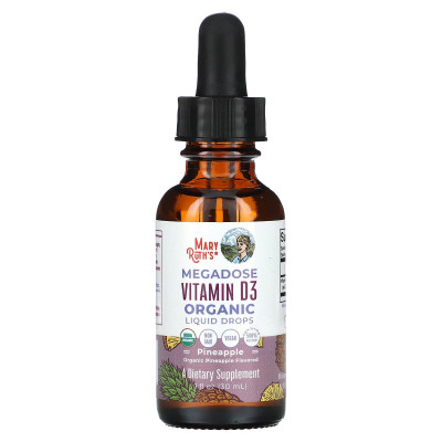 MaryRuth's, Megadose Vitamin D3 Organic Liquid Drops, Pineapple, 100 mcg (4,000 IU), 1 fl oz (30 ml)
