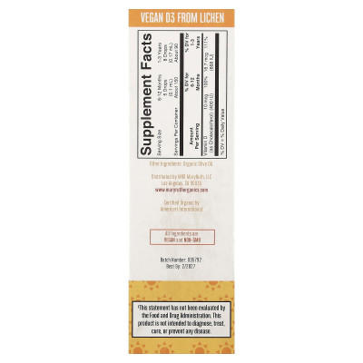 MaryRuth's, Organic Infant & Toddler Vitamin D3 Liquid Drops, 6 Months+, Unflavored, 0.5 fl oz (15 ml)