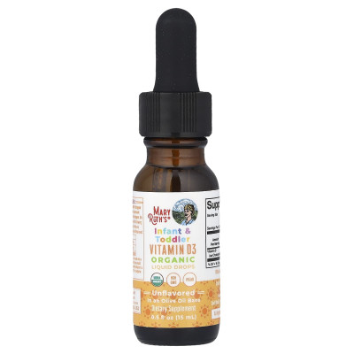 MaryRuth's, Organic Infant & Toddler Vitamin D3 Liquid Drops, 6 Months+, Unflavored, 0.5 fl oz (15 ml)